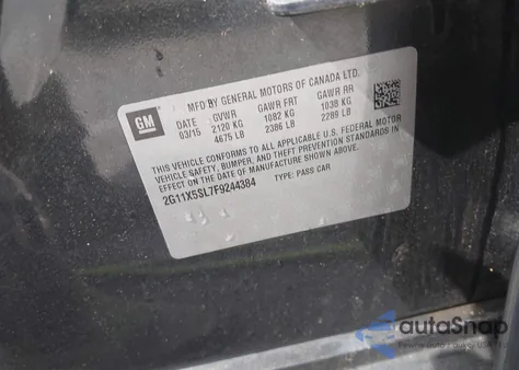 2015 Chevrolet Impala 1Fl z USA, uszkodzony, nr VIN 2G11X5SL7F9244384